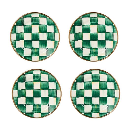 MacKenzie-Childs Emerald Check Set of Four Appetizer Plates