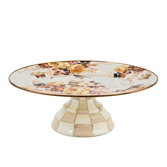 MacKenzie-Childs Wild Rose White Large Pedestal Platter