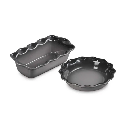 Le Creuset Heritage Fluted Pie Dish and Loaf Pan Set in Oyster