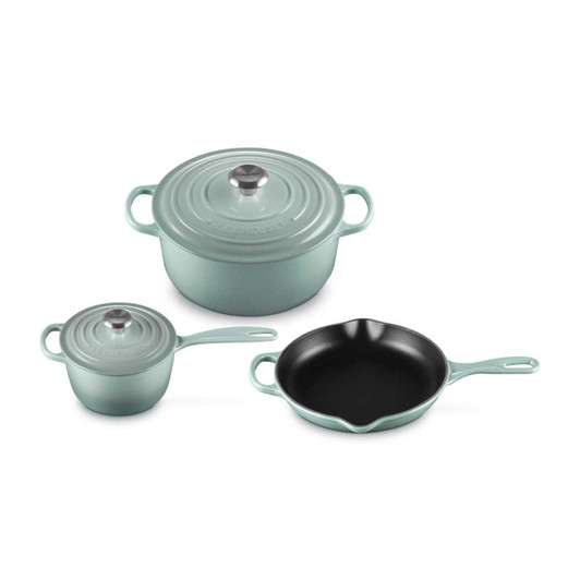 Le Creuset 5-Piece Cast Iron Cookware Set in Sea Salt