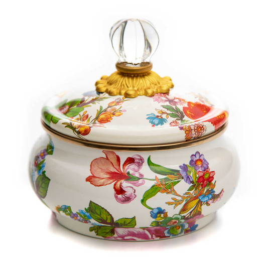 MacKenzie-Childs White Flower Market Squashed Pot