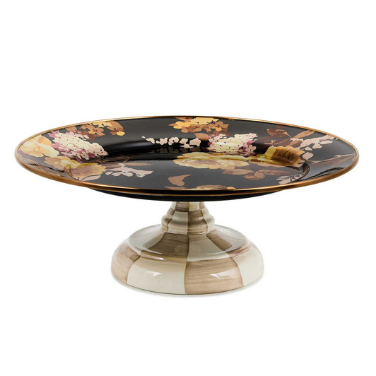 MacKenzie-Childs Wild Rose Brown Small Pedestal Platter