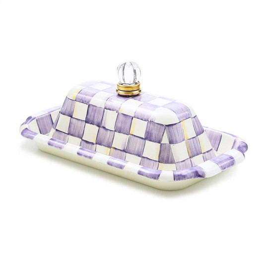 MacKenzie-Childs Violet Check Butter Box