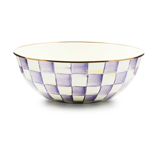MacKenzie-Childs Violet Check Extra Large Everyday Bowl