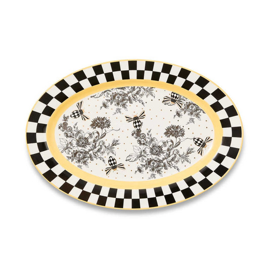 MacKenzie-Childs Bee Toile Oval Platter