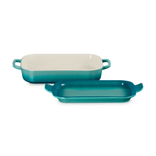 Le Creuset Rectangular Dish With Platter Lid in Riviera