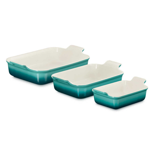 Le Creuset Heritage 3-Piece Rectangular Baking Dish Set in Riviera