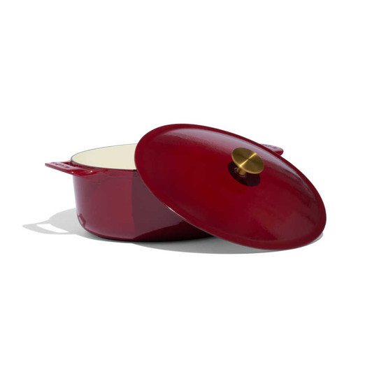 Made In Enameled Cast Iron Oval Dutch Oven in Ruby Red