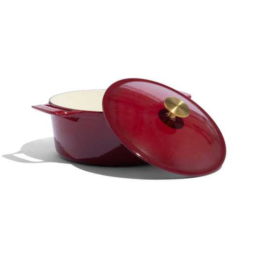 Made In Enameled Cast Iron Round Dutch Oven in Ruby Red