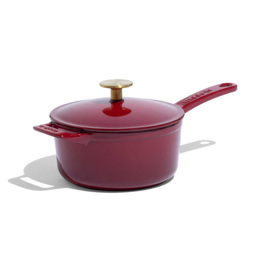 Made In Enameled Cast Iron Saucepan in Ruby Red