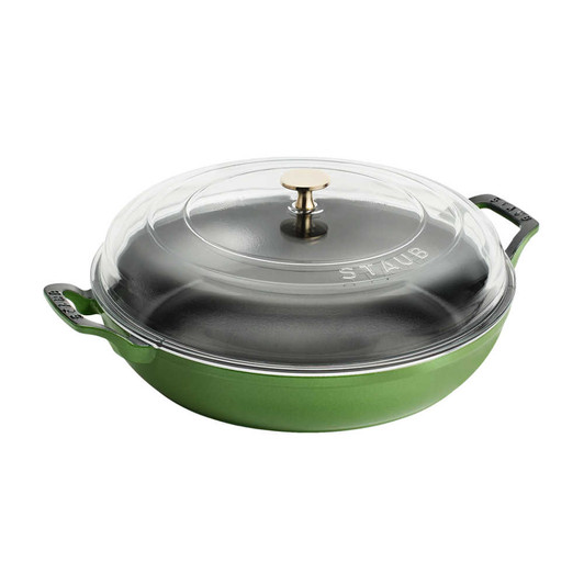 Staub Cast Iron Braiser With Glass Lid in Pistachio