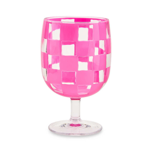 MacKenzie-Childs Pink Check Acrylic Water Goblets