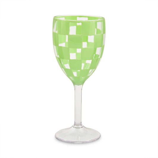 MacKenzie-Childs Green Check Acrylic Wine Goblets