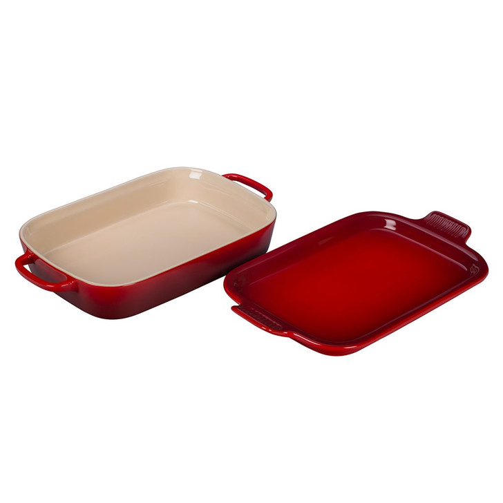 Le Creuset Rectangular Dish With Platter Lid in Cerise