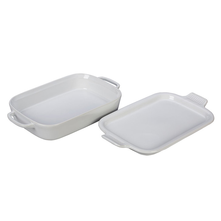 Le Creuset Rectangular Dish With Platter Lid in White