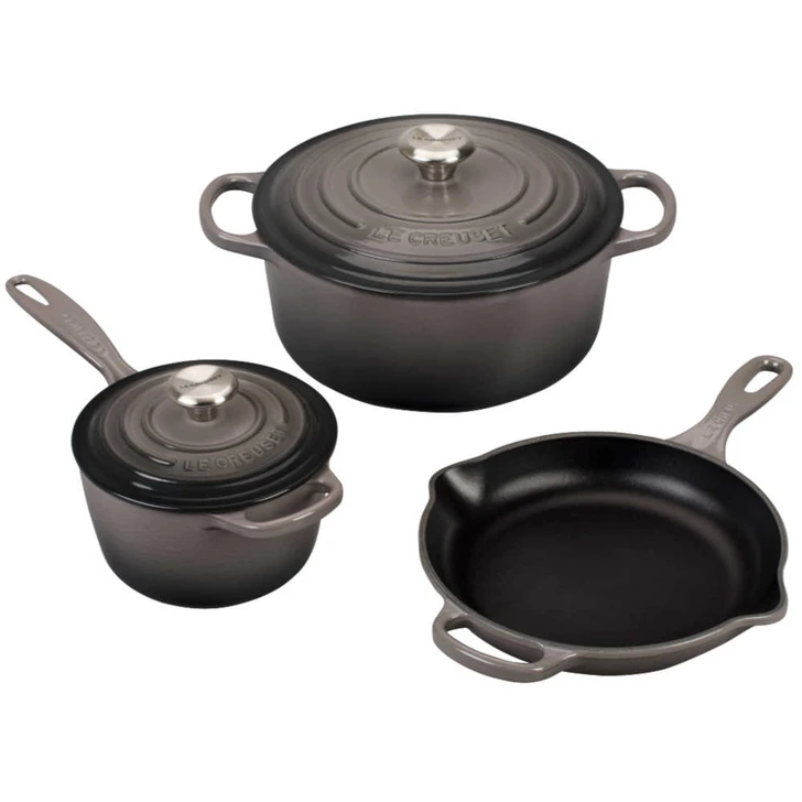 Le Creuset 5-Piece Cast Iron Cookware Set in Oyster