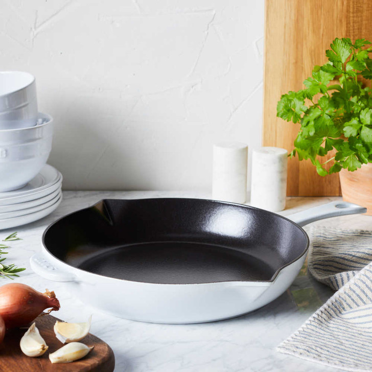 Staub Cast Iron Fry Pan in White
