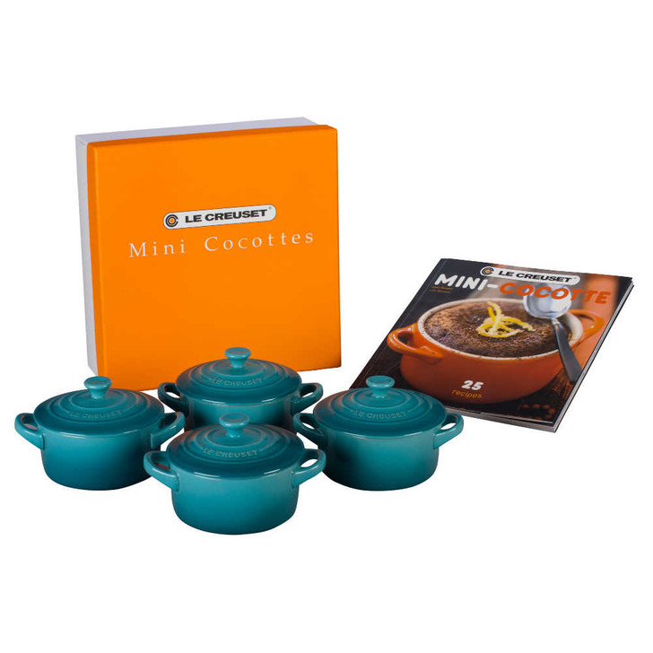 Le Creuset Mini Cocottes in Caribbean With Cookbook