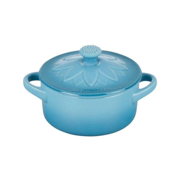 Le Creuset Mini Cocotte With Flower Lid in Caribbean