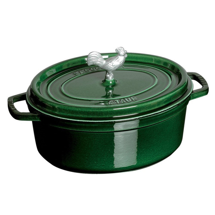 Staub 5.75-Quart Cast Iron Coq au Vin Cocotte in Basil Green