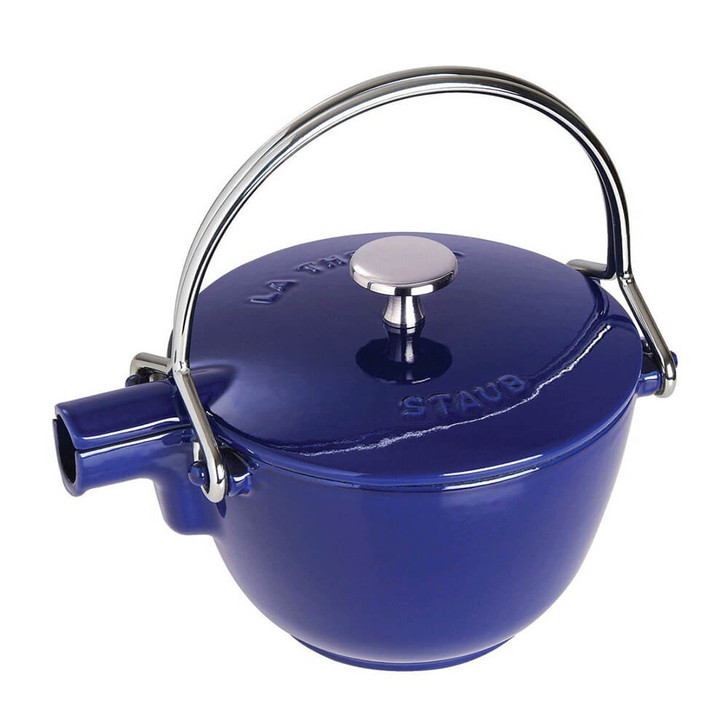 Staub Cast Iron Round Tea Kettle in Dark Blue