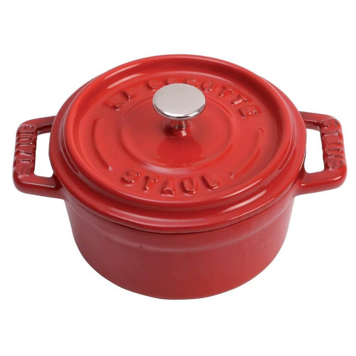 Staub Cast Iron Mini Round Cocotte in Cherry Red