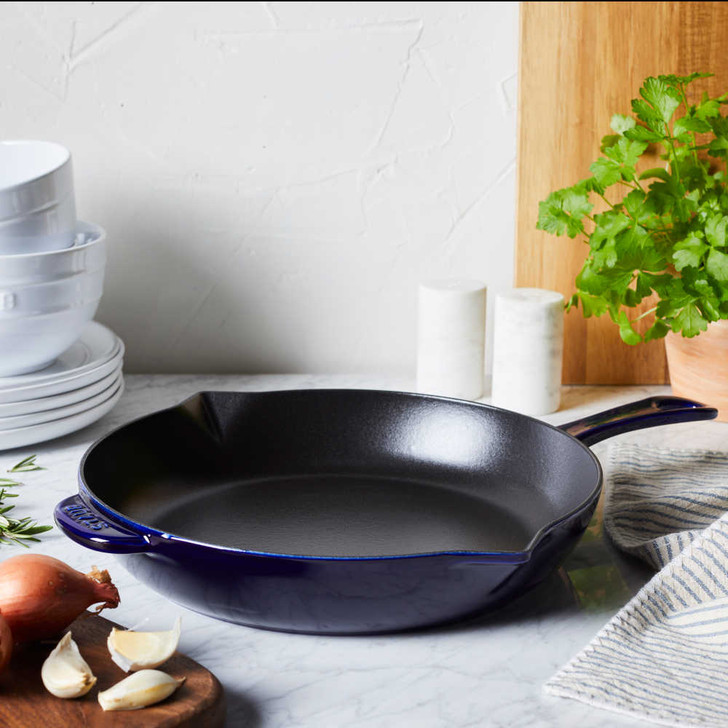 Staub Cast Iron Fry Pan in Dark Blue