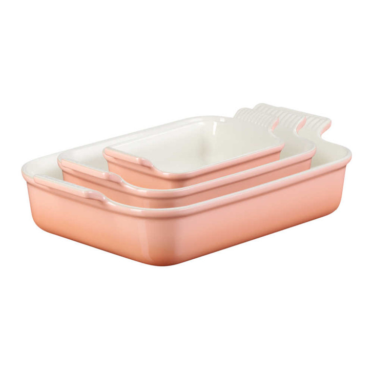 Le Creuset Heritage 3-Piece Rectangular Baking Dish Set in Pêche