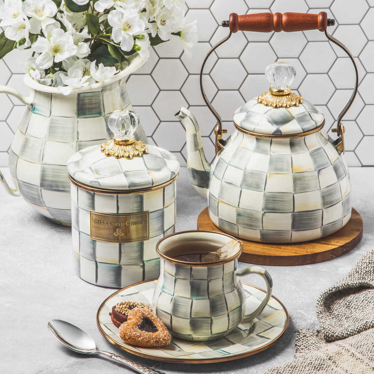 MacKenzie-Childs Sterling Check 2-Quart Tea Kettle