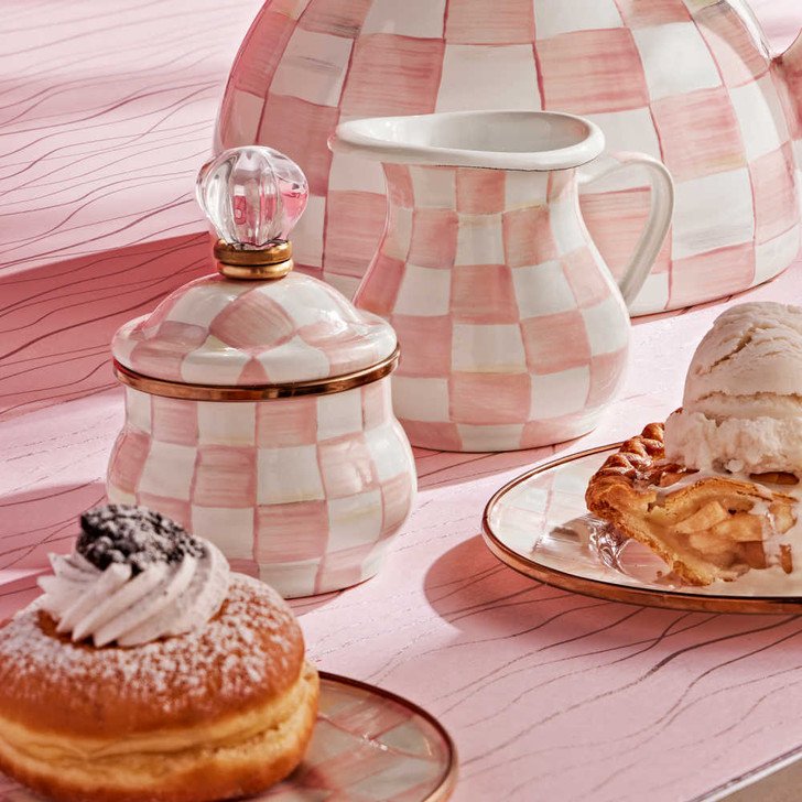 MacKenzie-Childs Rosy Check Lidded Sugar Bowl