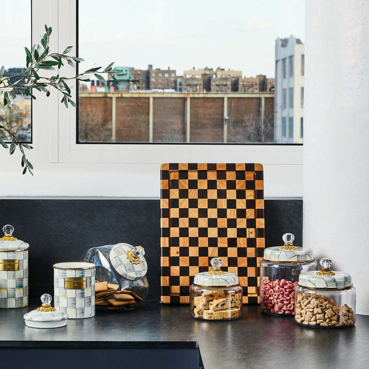 MacKenzie-Childs Sterling Check Small Kitchen Canister