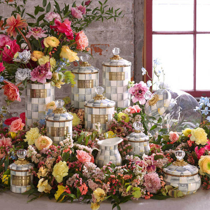 MacKenzie-Childs Sterling Check Demi Canister