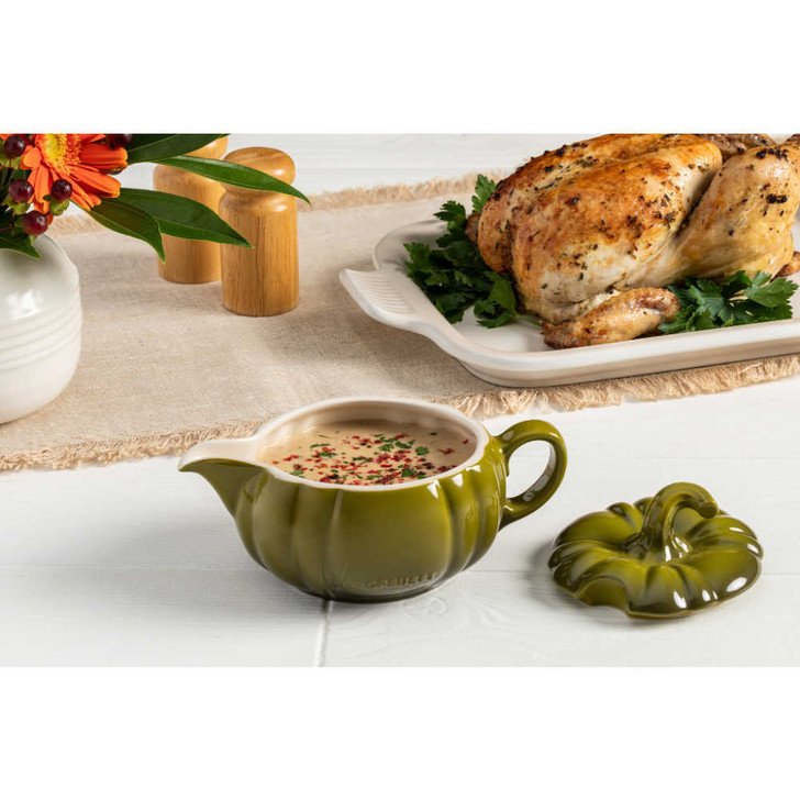 Le Creuset Pumpkin Gravy Boat in Olive