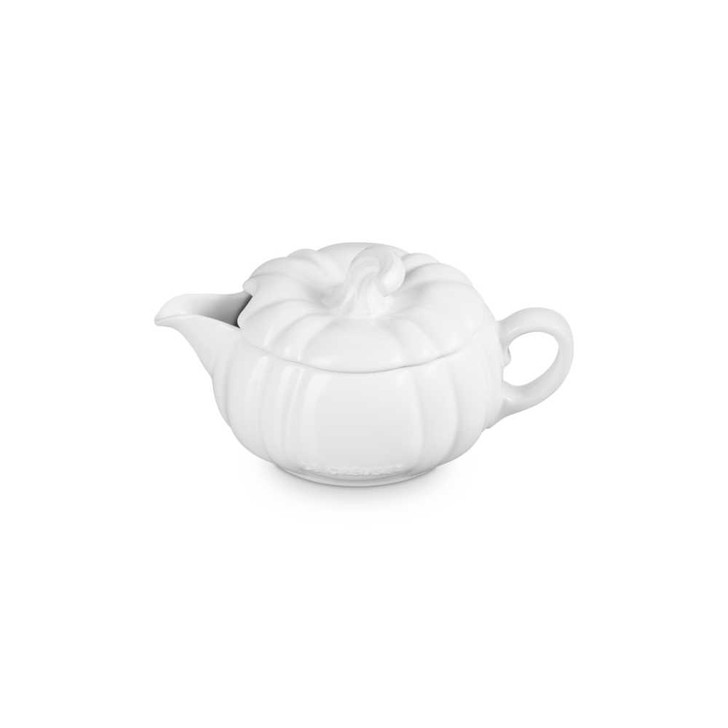 Le Creuset Pumpkin Gravy Boat in White