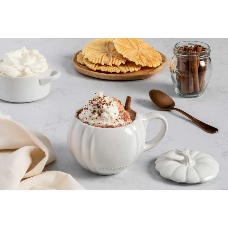 Le Creuset Pumpkin Lidded Mug in White