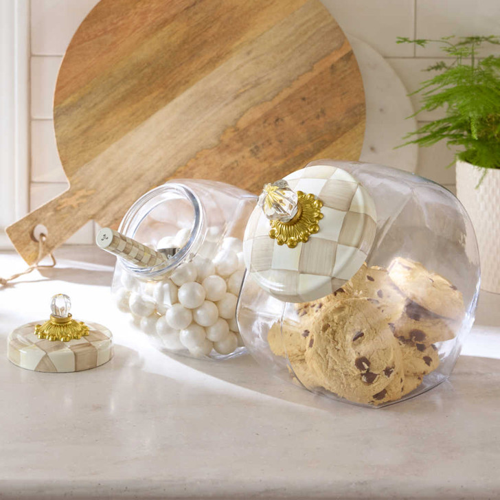 MacKenzie-Childs Mocha Check Cookie Jar
