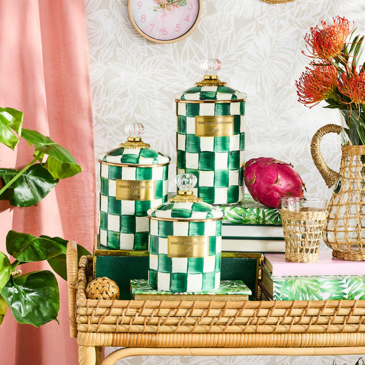 MacKenzie-Childs Emerald Check Medium Canister