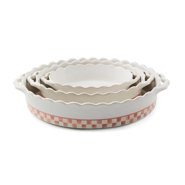 MacKenzie-Childs Rosy Check Everyday Medium Oval Baker