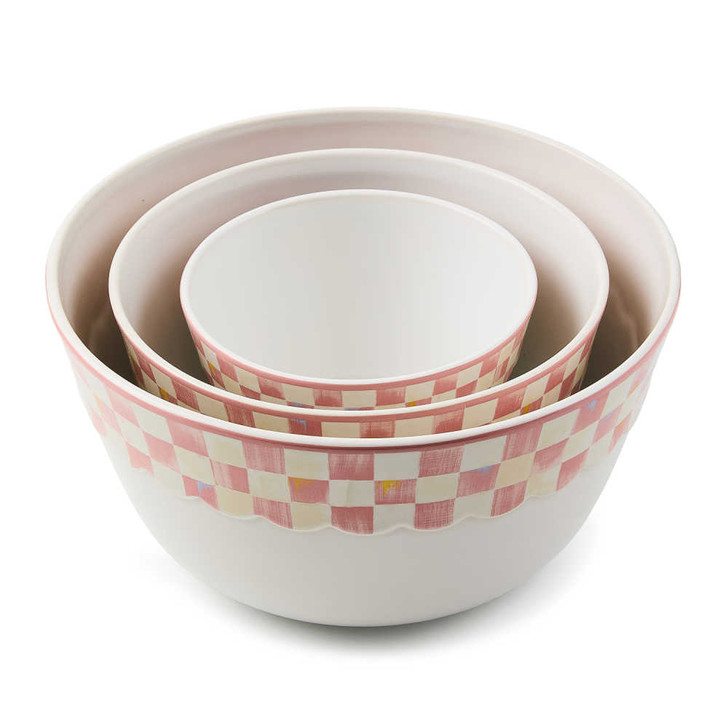 MacKenzie-Childs Rosy Check Everyday Mixing Bowl Set
