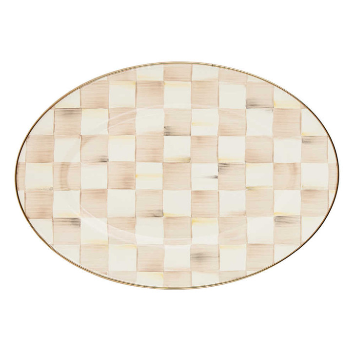MacKenzie-Childs Mocha Check Small Oval Platter