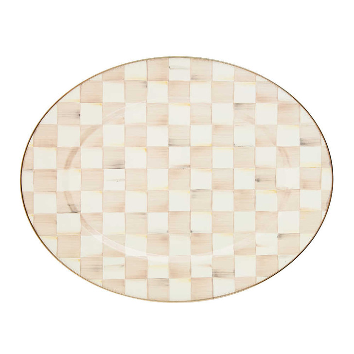 MacKenzie-Childs Mocha Check Large Oval Platter