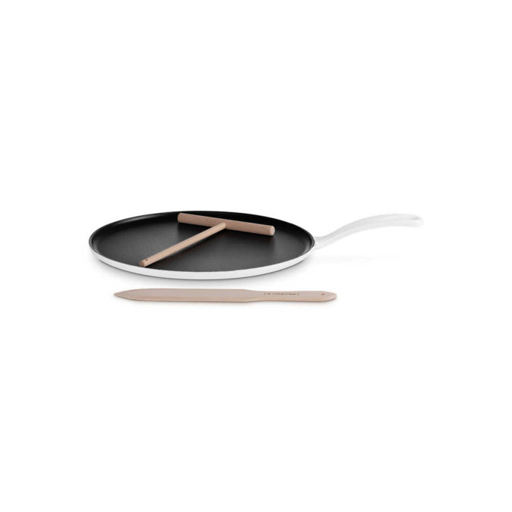 Le Creuset Cast Iron Traditional Round Crepe Pan in White