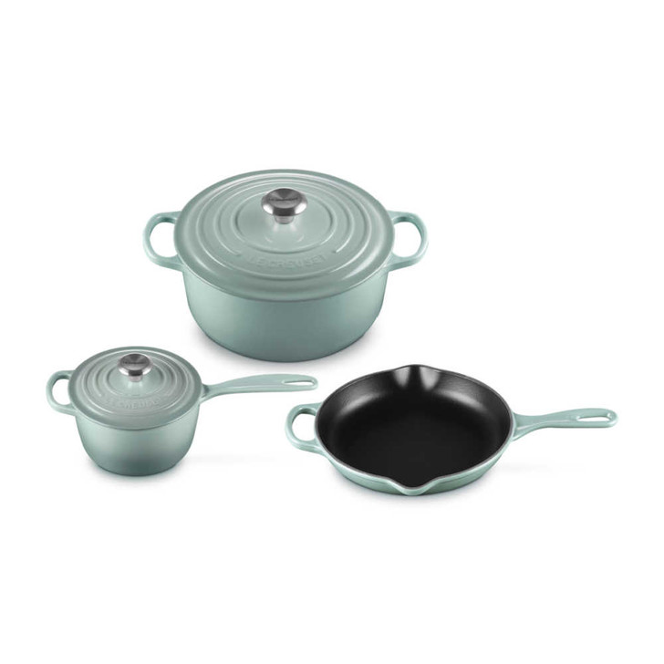 Le Creuset 5-Piece Cast Iron Cookware Set in Sea Salt