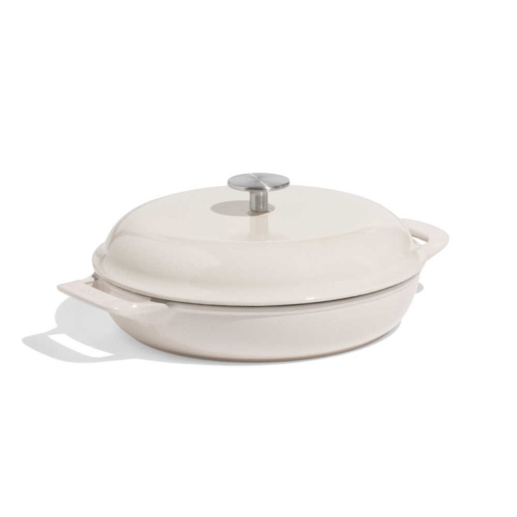 Made In Enameled Cast Iron Braiser in Antique White
