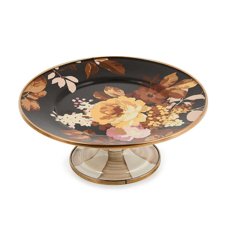 MacKenzie-Childs Wild Rose Brown Mini Pedestal Platter