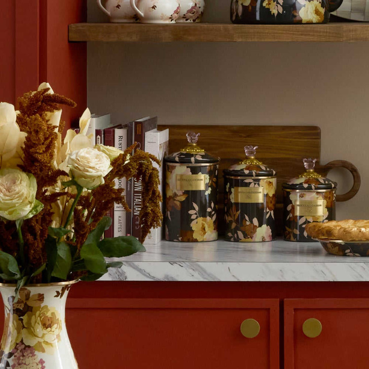 MacKenzie-Childs Wild Rose Brown Large Canister