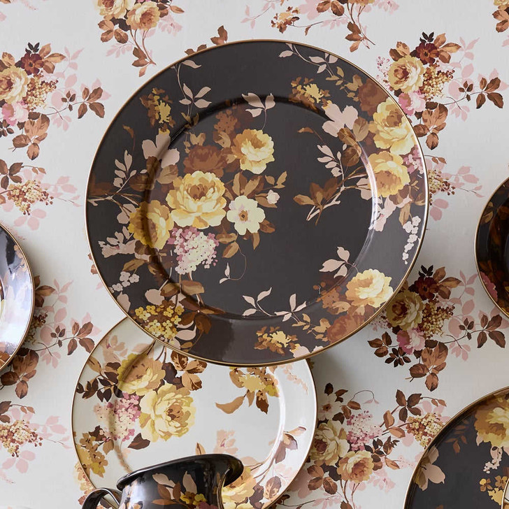 MacKenzie-Childs Wild Rose Brown Serving Platter