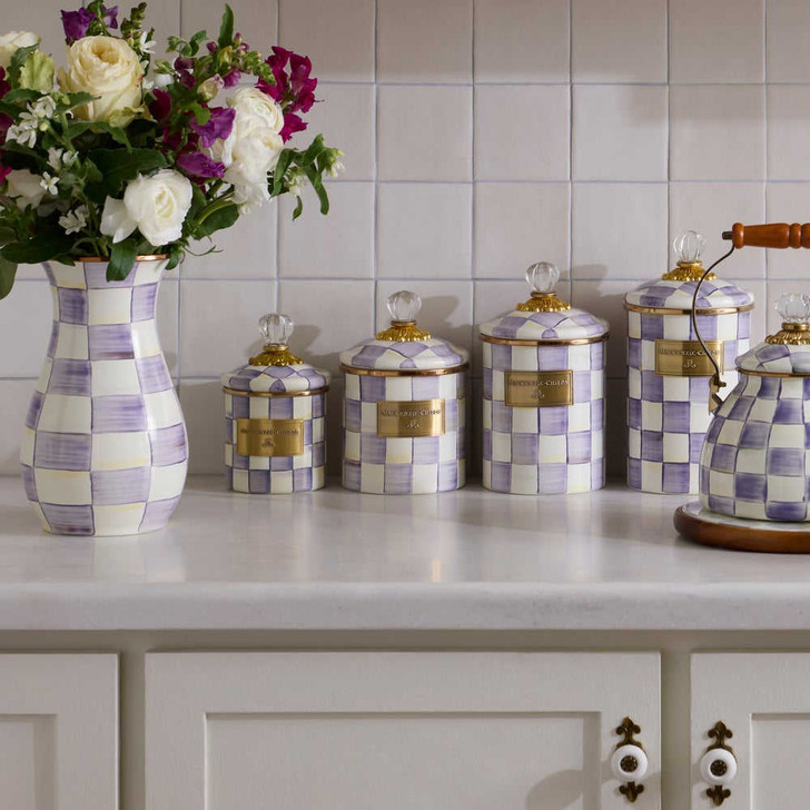 MacKenzie-Childs Violet Check Small Canister
