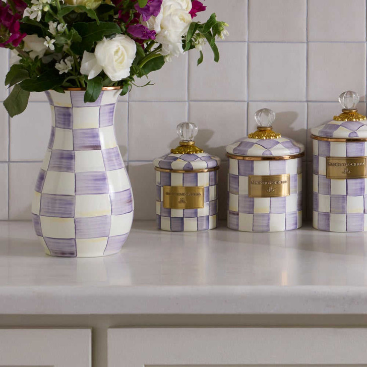 MacKenzie-Childs Violet Check Demi Canister