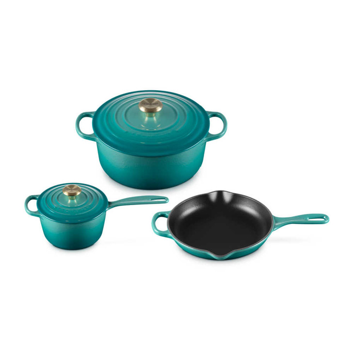 Le Creuset 5-Piece Cast Iron Cookware Set in Riviera